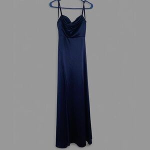 Windsor Navy Satin Cowl Neck Maxi Dress
